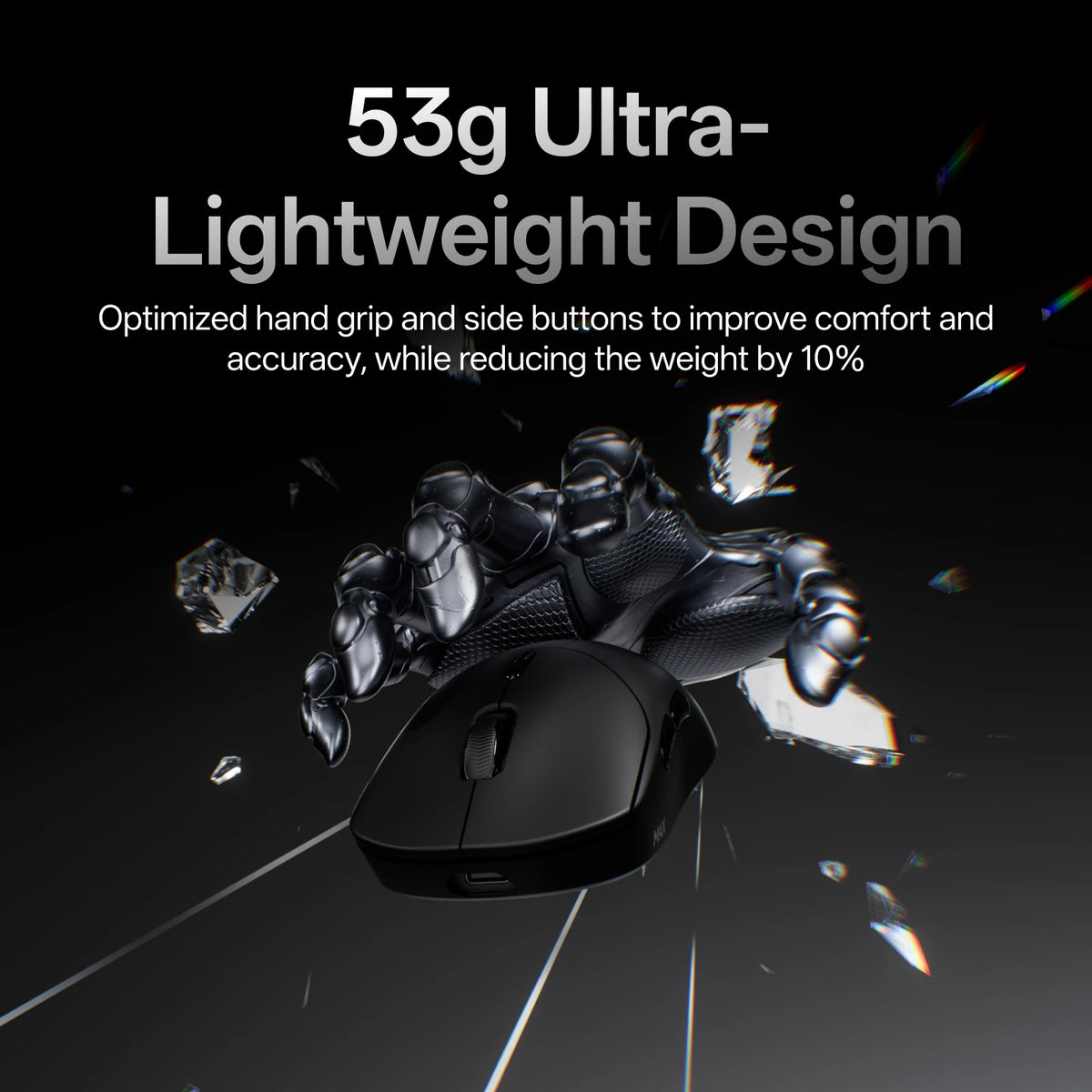 Rapoo VT2 MAX Wireless E-sports Gaming Mouse with 8K Polling Rate Optical Sensor Ergonomic Design 53g Lightweight for PC Latop